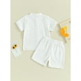 thumbnail image 4 of Gupgi Boys Summer Cotton Outfits Kids Solid Color Buttons Short Sleeve Tops Elastic Waist Shorts, 2Pcs Set, 4 of 6