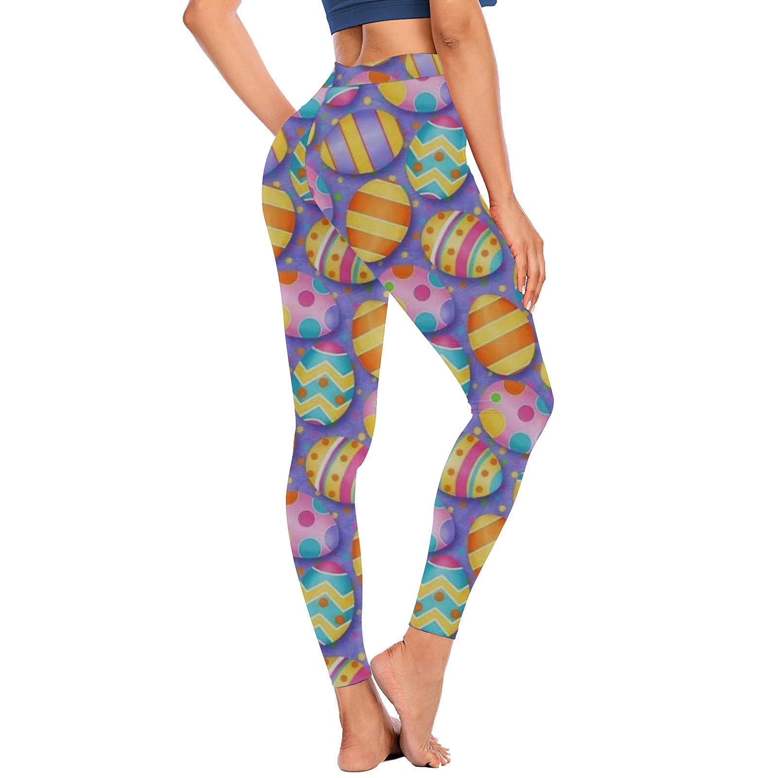 SELONE Easter Workout Leggings for Women Workout Sports Bunny Gnomes Easter Eggs Printing Yoga