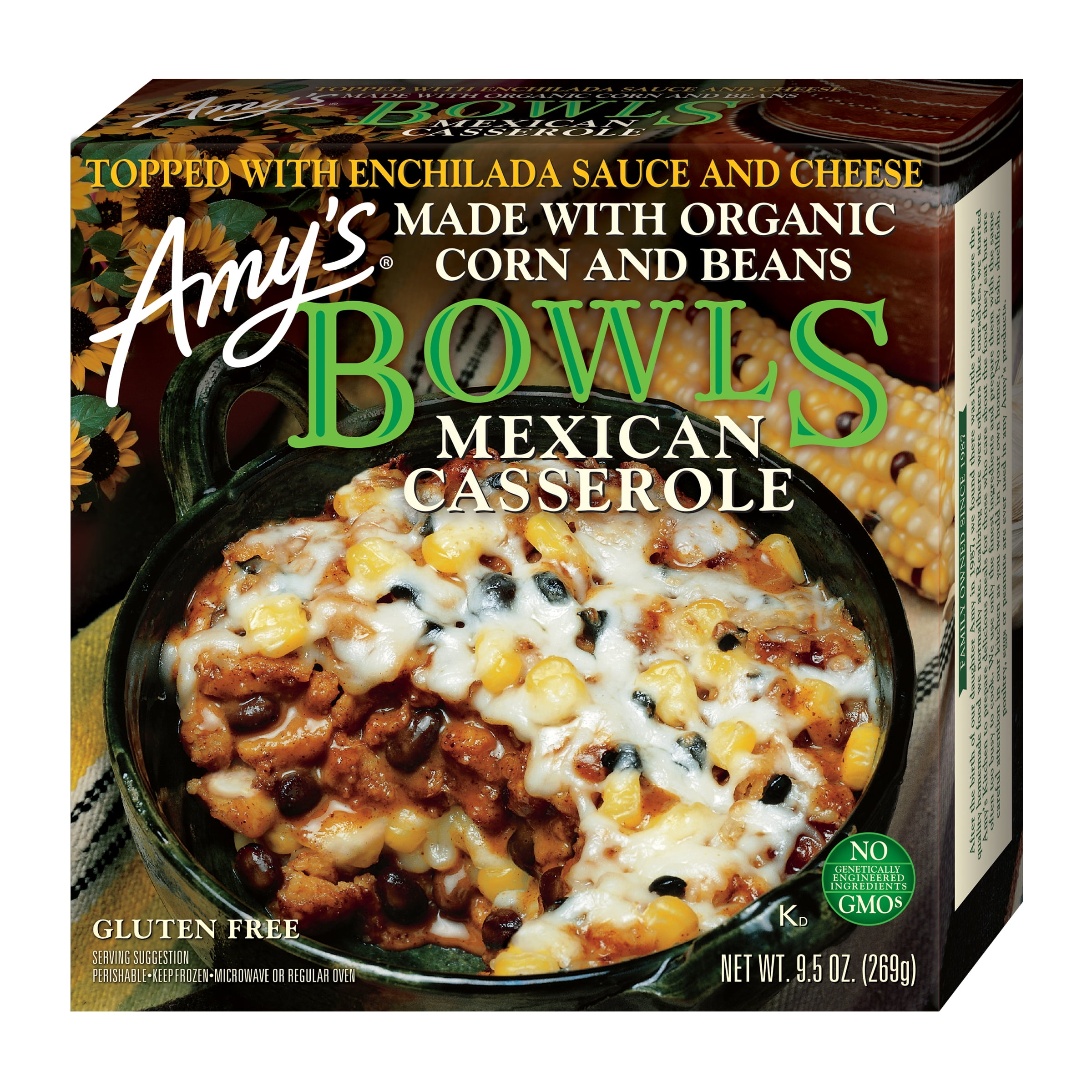 Amy's Non GMO Mexican Casserole Bowl, 9.5oz Box (Frozen)