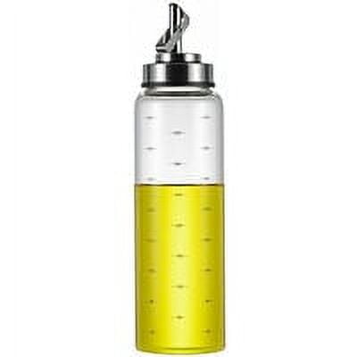 Botellas de aceite de 500 ml con alta transparencia para cocina, dispensador automático de aceite con escala precisa, botella de vinagre de vidrio antigoteo fácil de usar y limpiar