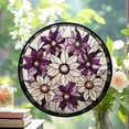 thumbnail image 2 of Stained Glass Window Hanging - White Purple Daisy Birth Flower Suncatcher for Door Garden Home Decor Sun Catchers Christmas Mother's Day Birthday Gifts for Women Men Mom Nana, 2 of 6