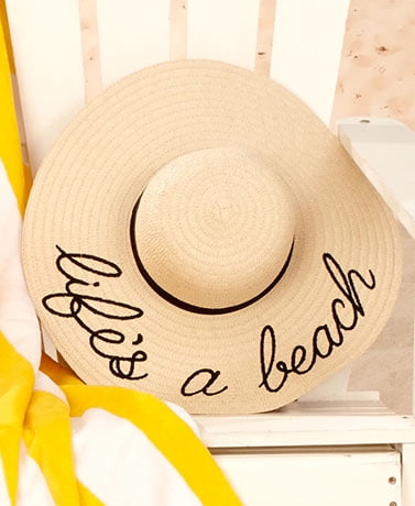 Embroidered Sentiment Floppy Sun Hats 