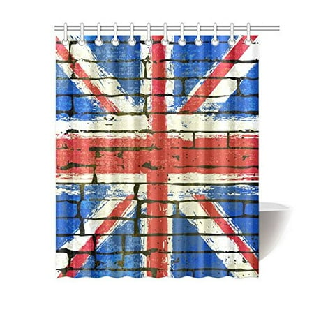 Gckg Grunge British Union Jack Flag Shower Curtain Uk Flag Brick