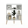 thumbnail image 6 of Furinno Claude Mid Century Style 8-Cube Bookcase, Bookshelf, Storage Organizer with Wood Legs, White, 6 of 6