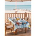 thumbnail image 2 of Outdoor Tablecloth with Umbrella Hole for Patio/Picnic/Party/Camping, Summer Gnomes Nautical Waterproof Table Cloth Rectangle Table Cover Washable, Blue Floral Starfish Wooden (54"x 80"), 2 of 8