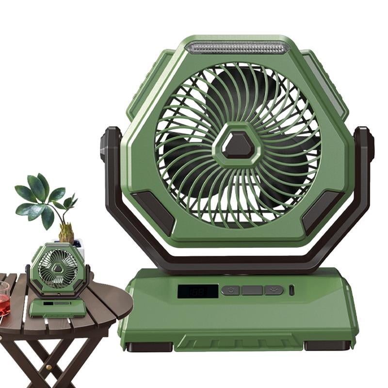 Rechargeable Portable Camping Fan with LED Lantern,Battery Powered Fan,Small Desk Cordless Fans with Hook,270 Head Rotation 3 Speeds USB Recharge Outdoor Fan for Tent Travel Canopy Beach