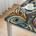thumbnail image 4 of COMIO Table Cover Peacock Feather Decorative Square Tablecloth, 100% Polyester Fiber, Elastic Band Closure, Suitable for 44in, 48in, 54in, 60in Square Tables White, 4 of 7