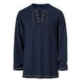 thumbnail image 5 of Yusimy Men's Medieval Lace-Up Henley Shirt Stand Collar Pullover Long Sleeve Top Vintage Medieval Style, 5 of 7