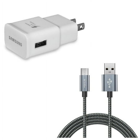 Adaptive Fast Home Charger w MicroUSB 6ft USB Cable P9N for LG Aristo 2 Plus Escape 3 (K373) - Motorola Moto X Droid Ultra Turbo G5S Plus RAZR MAXX HD G5 PLUS (XT1687) M 2 (2nd Gen)