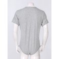 thumbnail image 4 of Yeahdor Mens One Piece Short Sleeve Bodysuit Pajamas Press Button Crotch Romper T-Shirt Nightwear Light Grey-A 4XL, 4 of 7