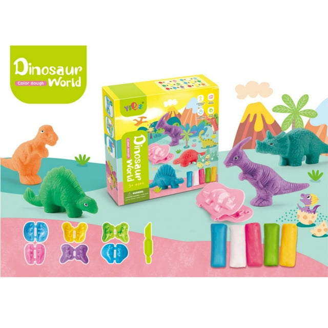 RXIRUCGD Toys Color Dough Toys Dinosaur World Dough Set Creation Tools For Kid Play With Animals