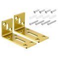 thumbnail image 1 of Unique Bargains Attaches d'Angle en L, 2 Pcs 80x35x40mm - Code d'Angle Réglable à 90 Degrés en Acier Inoxydable pour la Réparation de Meubles (Or), 1 of 7