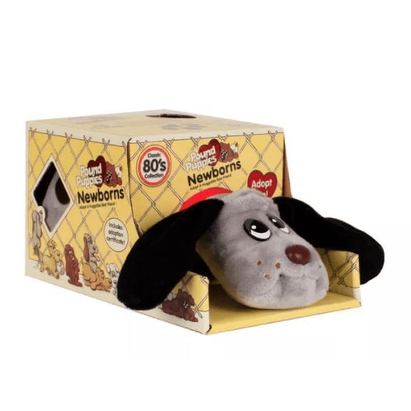 Pound Puppies 38129 Dogs Trust Charity Newborns, Grey with Dark Brown Spots Puppy Toy, Soft Toy Dog for Children, Puppy Toys for Girls and Boys, 8 Inch Dog Plush for Kids Aged 3 Years  