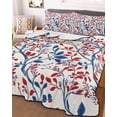 thumbnail image 3 of Quilts Twin Size, Red Blue Leaf Soft Comforter Bedding Set for Bed, Summer Vintage Botanical Branch Lightweight Quilted Bedspread with Pillow Cover(2 Pieces) for All Season, 68x86 Inch, 3 of 6