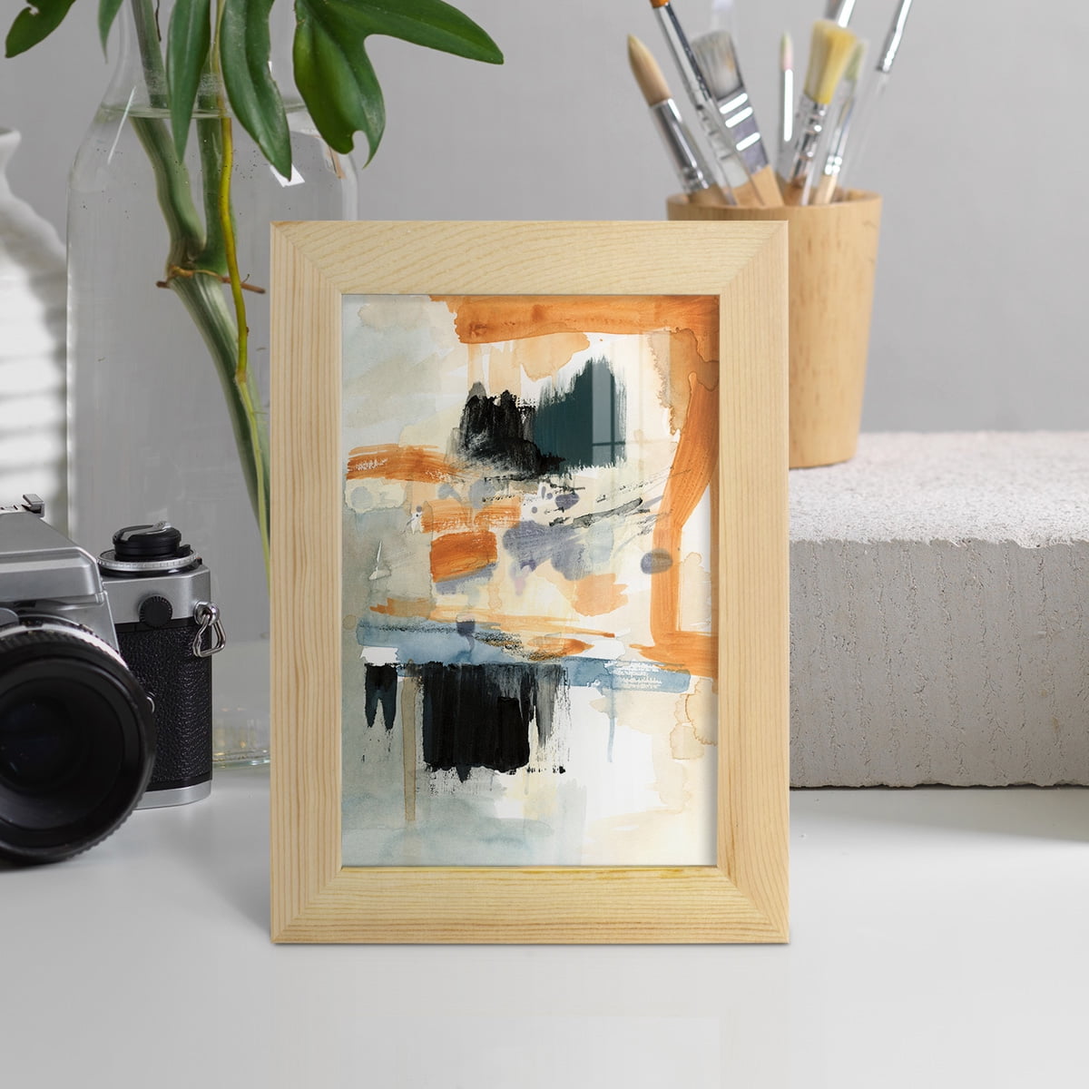 Seria II - Framed Print w/glass - Natural Wood