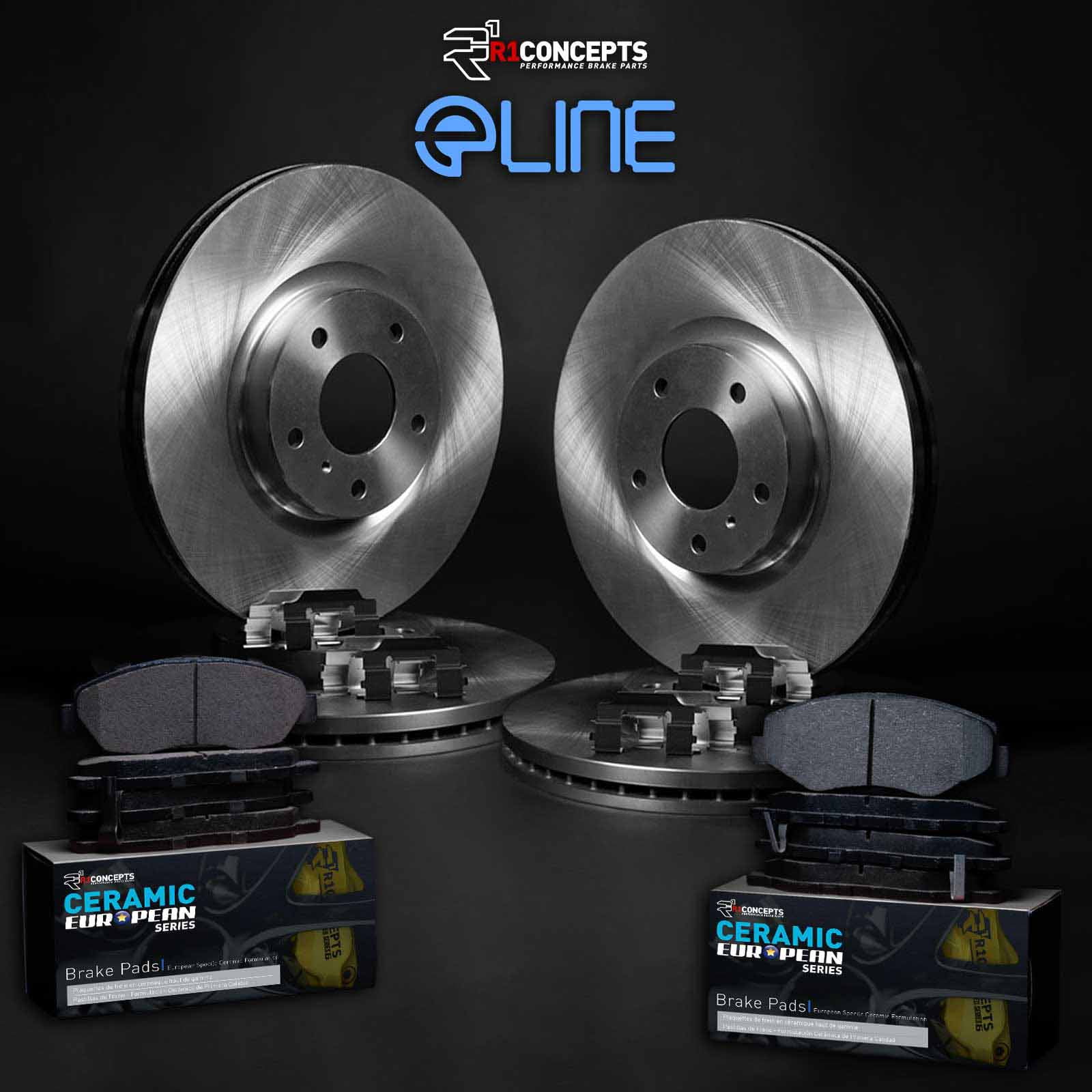 R1 Concepts WFTH2-31034 Front Rear Brakes and Rotors, 4 Brake Rotors, 8 Brake Pads and Hardware Kit