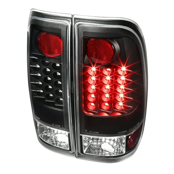 LED TAIL LIGHTS BLACK Made for and Compatible with 97-03 FORD F150