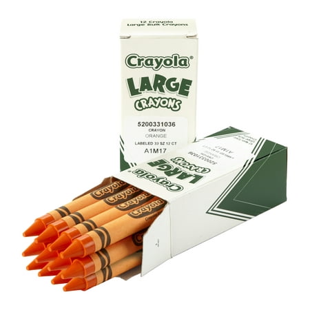 Crayola Large Non-Toxic Single Colors Crayon Refill, 7/16 X 4 In, Orange, 2