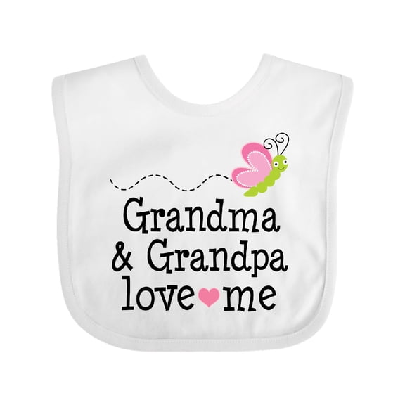 Inktastic Grandma and Grandpa Love Me Granddaughter Butterfly Girls Baby Bib