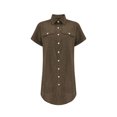 thumbnail image 6 of Blmnix Woman Dress Shift Short Dress Button Down Under Dress Mini Collared Brown Short Sleeve with Pockets Going Out Dress,M, 6 of 7