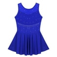 thumbnail image 4 of Hansber Kids Girls Sparkly Rhinestone Figure Ice Skating Roller Skating Ballet Dance Leotard Dress Blue 14, 4 of 7