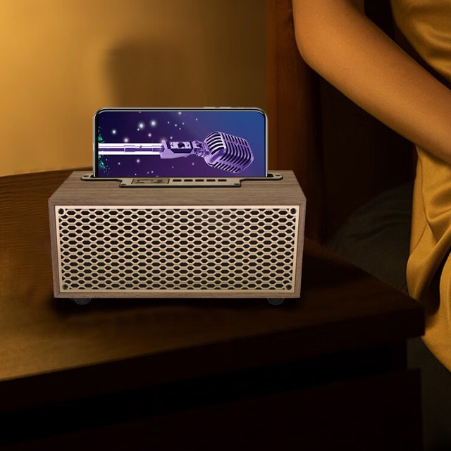 Puntoco Retro Bluetooth Estéreo Hifi Calidad de sonido Duradera 66 mm Bobina de voz de frecuencia completa Altavoz grande HD Talk Radio Fm Estación de búsqueda automática