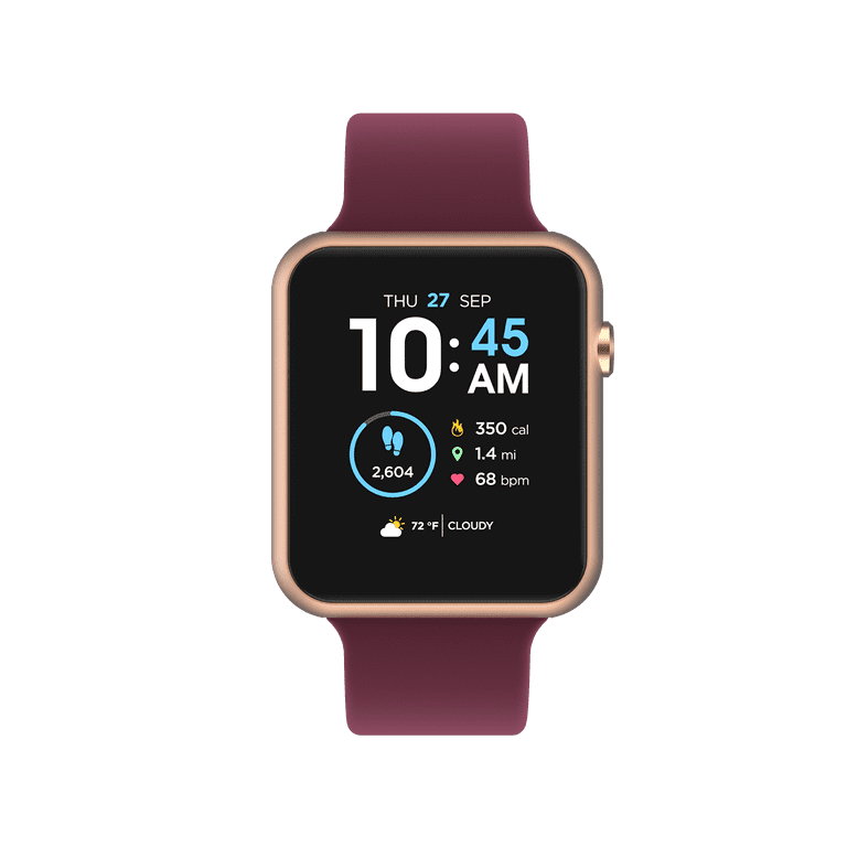 iTech Fusion 3 Unisex Adult Rectangular Smart Watch Burgundy Silicone Strap Walmart
