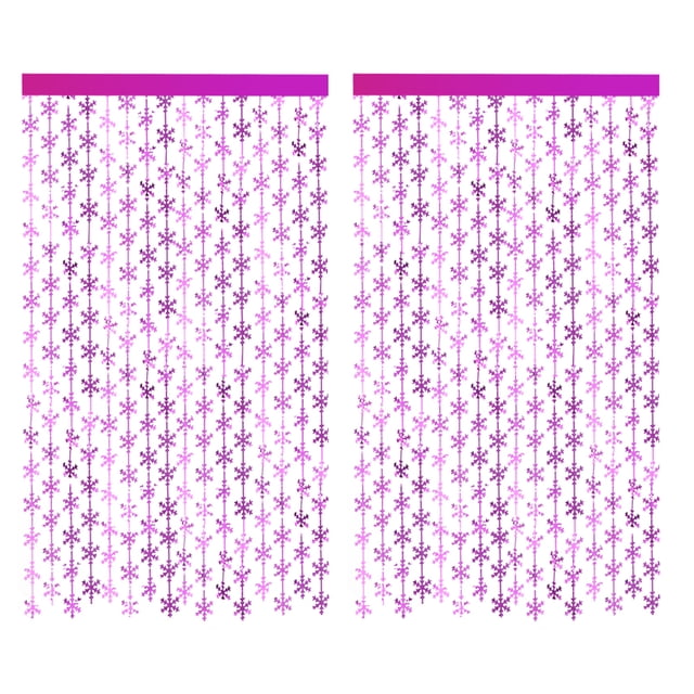 2 Pcs Rideaux à Franges en Feuille Flocon de Neige Franges Métalliques Brillantes pour Fête Décoration de Fête d'Anniversaire pour Fille