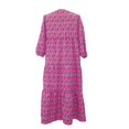 thumbnail image 6 of Ayolanni Geometric Print Women Summer Dresses Puff Sleeve 3/4 Sleeve V-Neck Hawaii Maxi Shift Dress Ruched Knee Length Beach Vacation Boho Sundress Pink L, 6 of 7