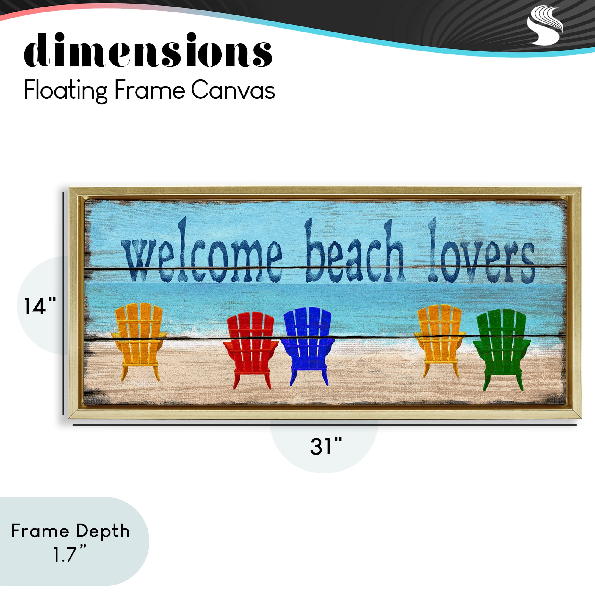 Stupell Industries Beach Lovers Chairs Gold Framed Floater Canvas Wall Art, design by Gail Fraser