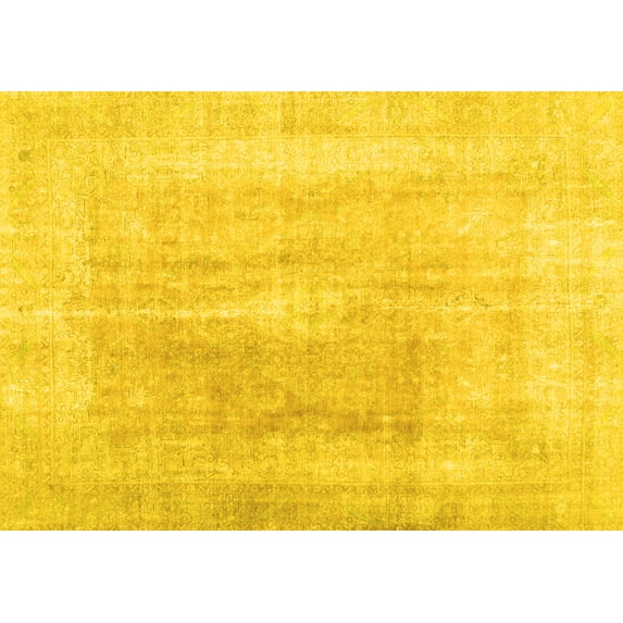 Ahgly Company Indoor Rectangle Abstract Yellow Contemporary Area Rugs, 8' x 10'