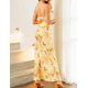 thumbnail image 2 of Vestido largo Realtix con estampado de satén de verano sin espalda para mujer, 2 of 5