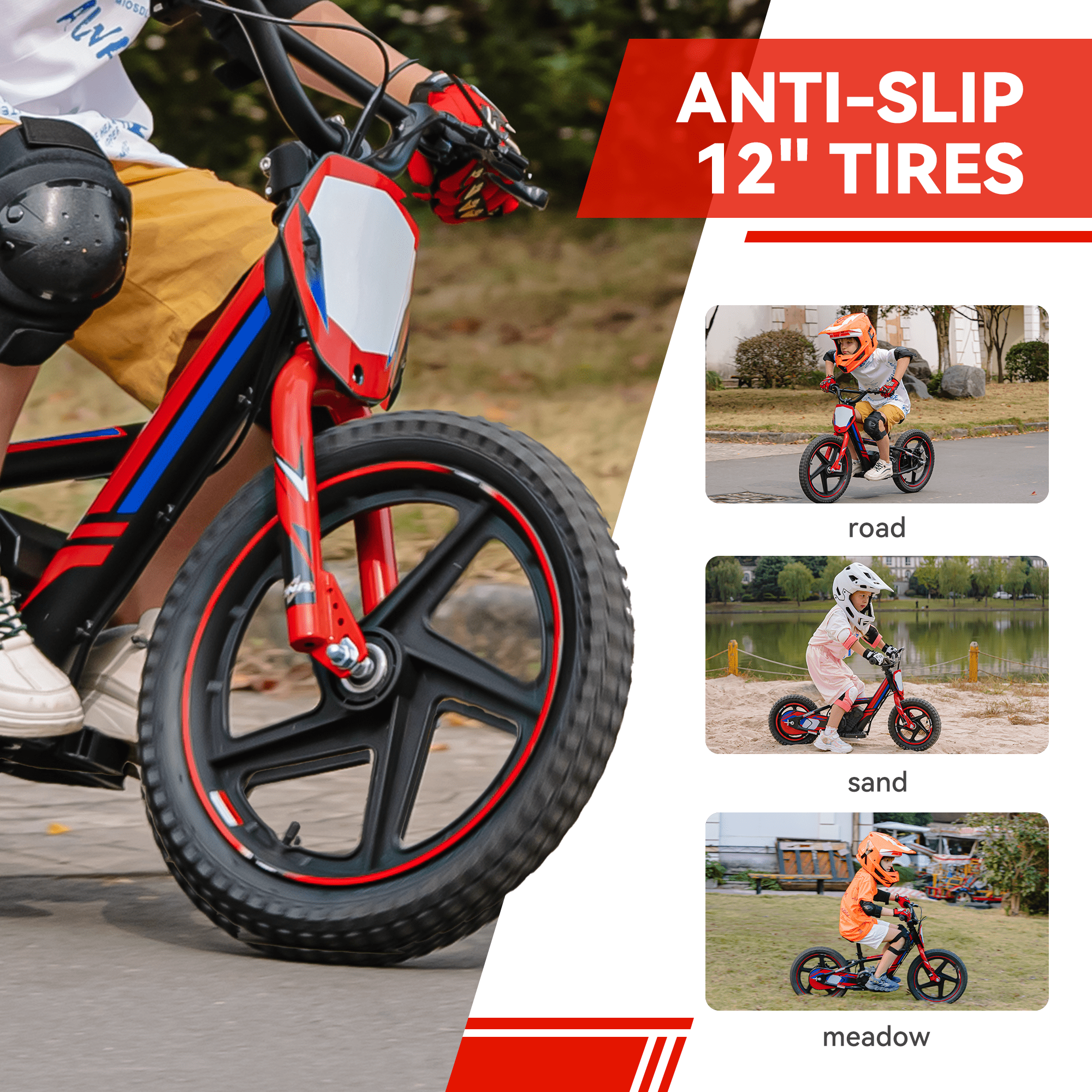 Lightweight Electric Dirt Bike for Kids, 170W Racing Grade Motorcycle for Ages 3-6, Detachable Battery, Safe Speeds up to 10 mph, 12 inch Tires, Red