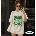 thumbnail image 3 of 【New Arrival】Read More Books Retro Letter Graphic T-Shirt, Book Lover Crewneck Short Sleeve Tee, Women Oversized Casual Aesthetic Top, 3 of 9