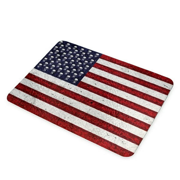 KuzmarK Glass Cutting Board - American Flag Pop Art Skulls