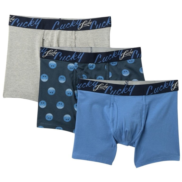 LUCKY BRAND MEN - 3 PACK BOXER BRIEF - 193 P23 HAPPY FACE - SMALL