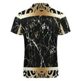 thumbnail image 5 of Black Gold Marble Pattern Men Zipper T-shirt Summer Casual Short Sleeve T-shirt Top, 5 of 7