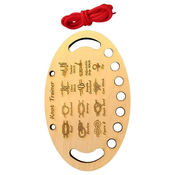 Wood Knot Trainer Board Knot Tying Board Learn to Tie Knot Training Board 12 Knotting Methods for Beginner Kid Adult