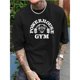 thumbnail image 1 of Camiseta de hombre con estampado de eslogan de gran tamaño, estilo casual y moderno para el gimnasio, talla grande, 1 of 6