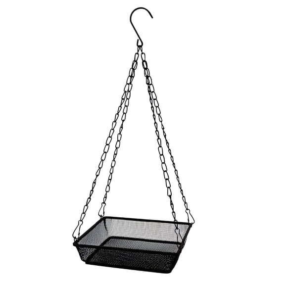 ACDANC Hanging Bird Feeder Tray - Black Metal Mesh Platform Feeders Outdoor Hanging for Attracting Birds