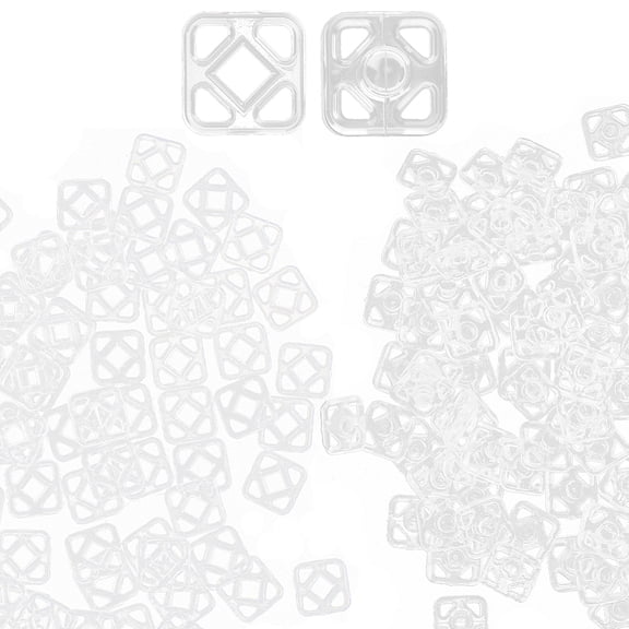 100 Pairs White Clear Plastic Snap Button Transparent Invisible Square Sew On Replacement Press Fasteners Buttons for Sewing Making Clothing Shirts Jeans Jacket Bag Hat DIY Craft Supply DIY