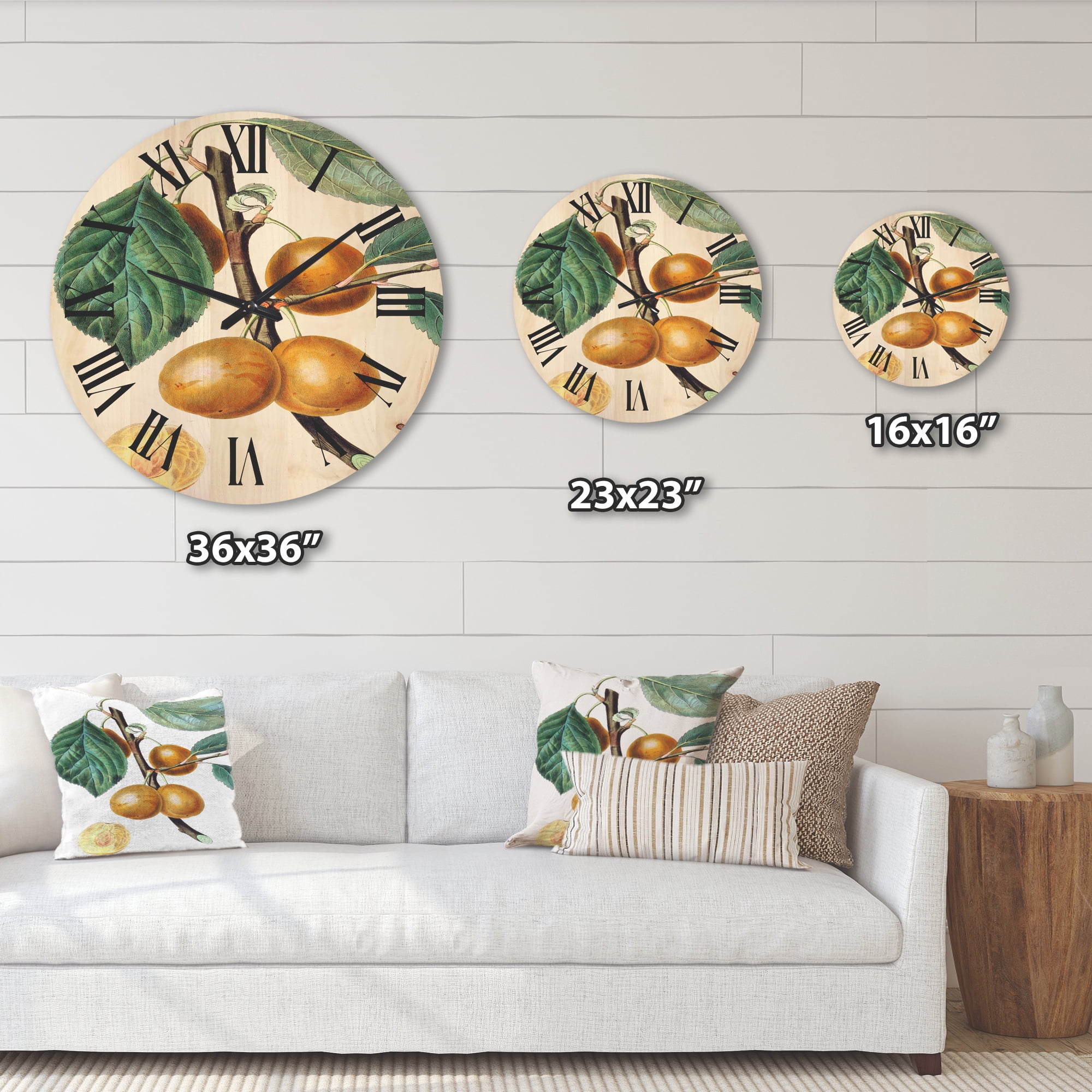 Designart 'Ancient Fruits II' Farmhouse Wood Wall Clock
