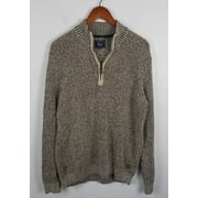 G.H. Bass & Co. CREAM/BROWN Men's Mock Neck Quarter Zip Knit Sweater,US S