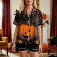thumbnail image 2 of enyan Woman Halloween Pajamas Silk Pajamas Set Satin Cami Top and Shorts Nightwear Black,S, 2 of 5