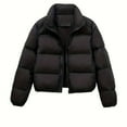 thumbnail image 6 of Short Solid Color Stand Up Collar Women's Winter Jacket, 6 of 13