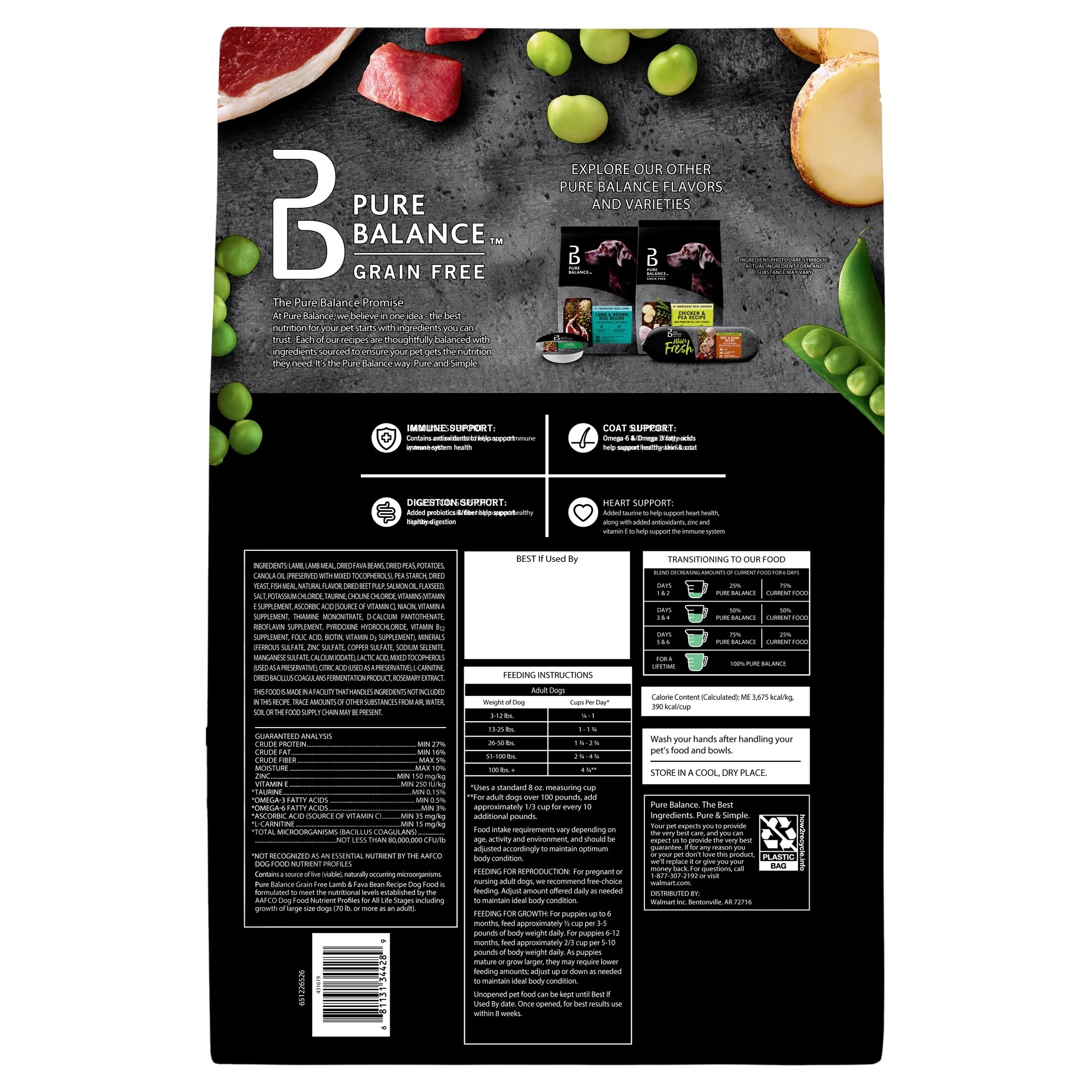 Pure Balance Grain-Free Lamb & Fava Bean Dry Dog Food 11 Lbs photo 3