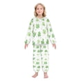 thumbnail image 2 of Fluffy Pajamas Set Fuzzy Winter Warm Pj Sets Pullover Tops and Long Pants Green Shamrock Leaves X-Small, 2 of 8
