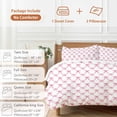 thumbnail image 6 of 3 Piece Cute Pink Bow Duvet Cover Set California King, Microfiber Comforter/Quilt Cover with Corner Ties and 2 Pillowcases, White Sweet Modern Watercolor All Season Soft Bedding with Zipper Closure, 6 of 8