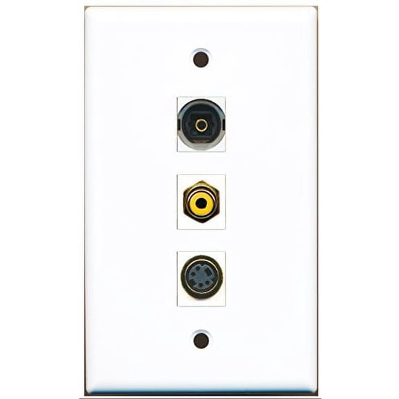 RiteAV - 1 Port RCA Yellow and 1 Port S-Video and 1 Port Toslink Wall Plate