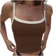 thumbnail image 2 of ICHUANYI Clearance Fashion Woman Round Neck Sleeveless Blouse T-Shirt Patchwork Loose Tank Tops(Coffee, S) ICHUANYI WER2023080703819, 2 of 8